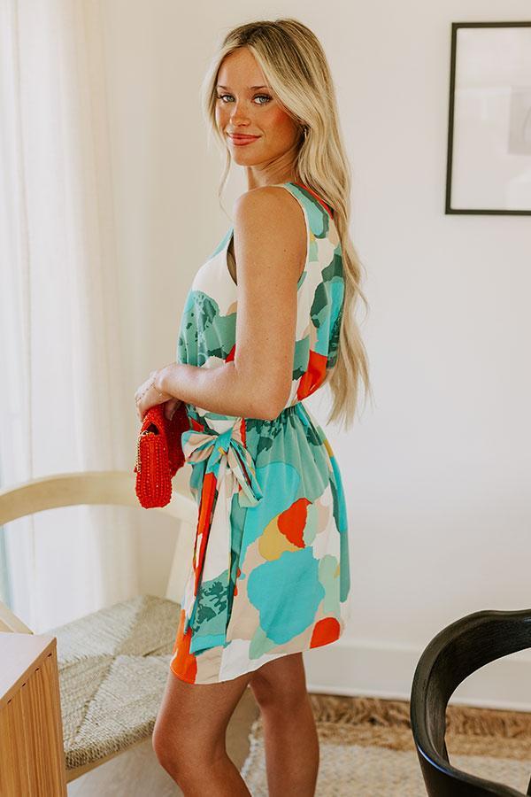 Baja Holiday One Shoulder Mini Dress in Turquoise Product Image