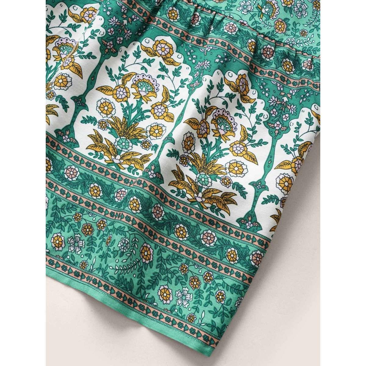 Plus Size Bandana Ruffles Belted Cold Shoulder Dress Aquamarine Women Resort Non U-neck Sleeveless Curvy Midi Dress BloomChic 28/5X Product Image