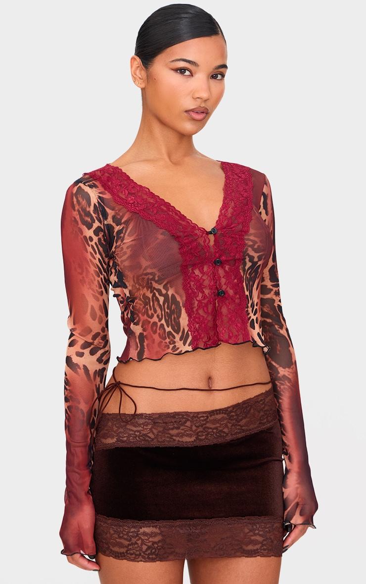 Chocolate Lace Trim Velvet Micro Skirt Product Image