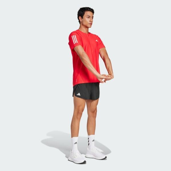 Mens adidas Own The Run Short Sleeve Tee Aurora Red Product Image