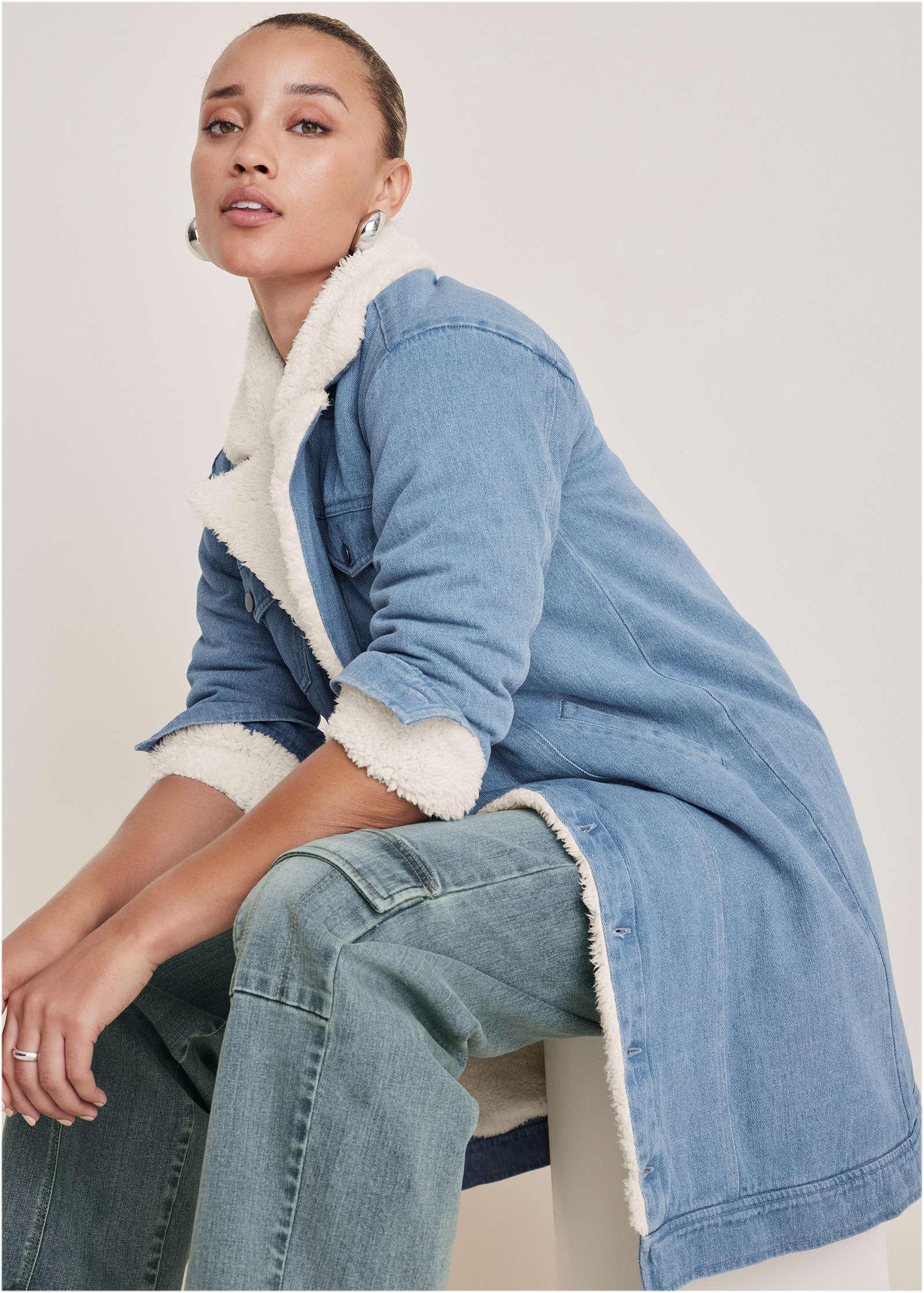 Denim Sherpa Jacket  - Medium Wash Product Image