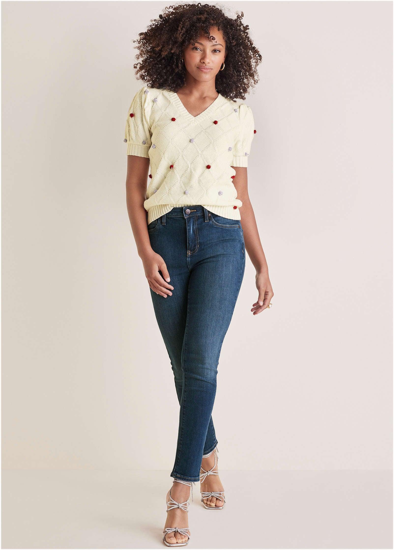Pom Pom Sweater - White Multi Product Image