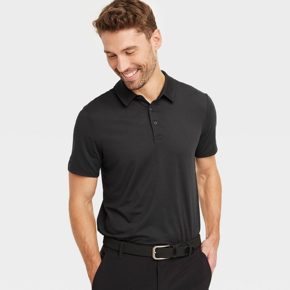 Men's Jersey Polo Shirt - All In Motion™ Black XXL: Moisture Wicking, Stretch Fabric, Polo, Product Image
