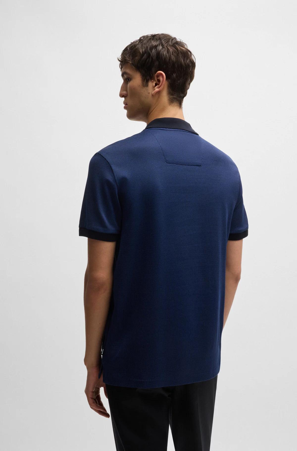 BOSS Structured-Cotton Polo Shirt With Solid Trims Product Image
