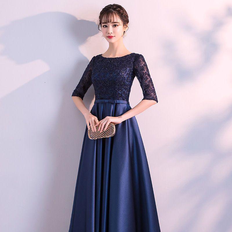 Bow Detail Elbow-Sleeve A-Line Cocktail Dress / Evening Gown Product Image