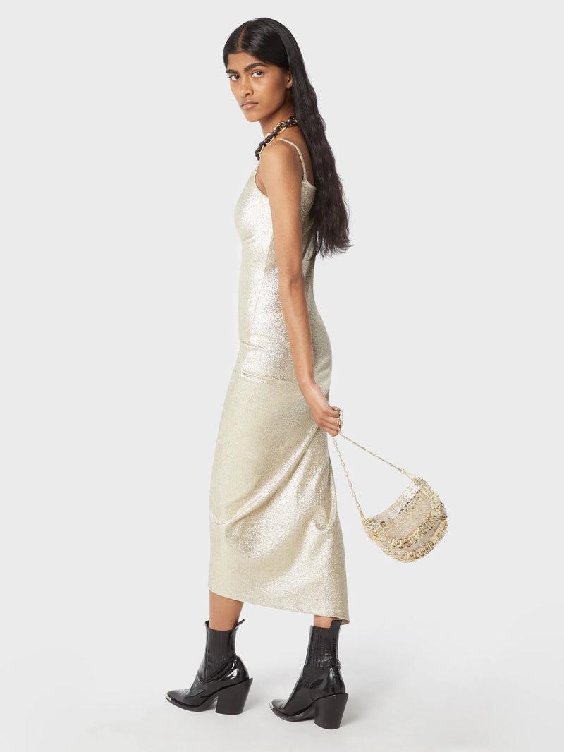 Gold drapé pression Dress in jersey Product Image