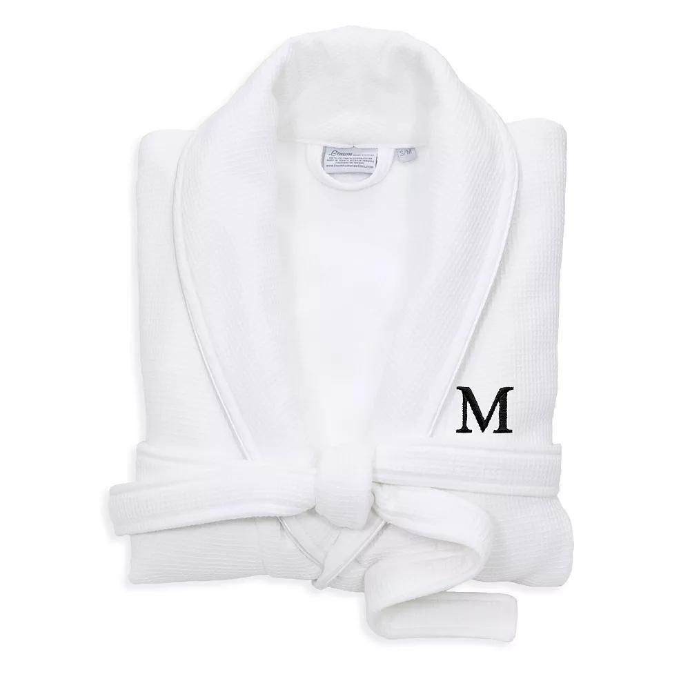 Linum Home Textiles Turkish Cotton Personalized Satin Piped Trim Waffle Terry White Bathrobe, Womens Product Image