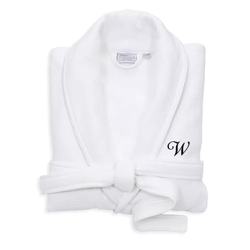 Linum Home Textiles Turkish Cotton Personalized Satin Piped Trim Waffle Terry White Bathrobe, Womens Product Image