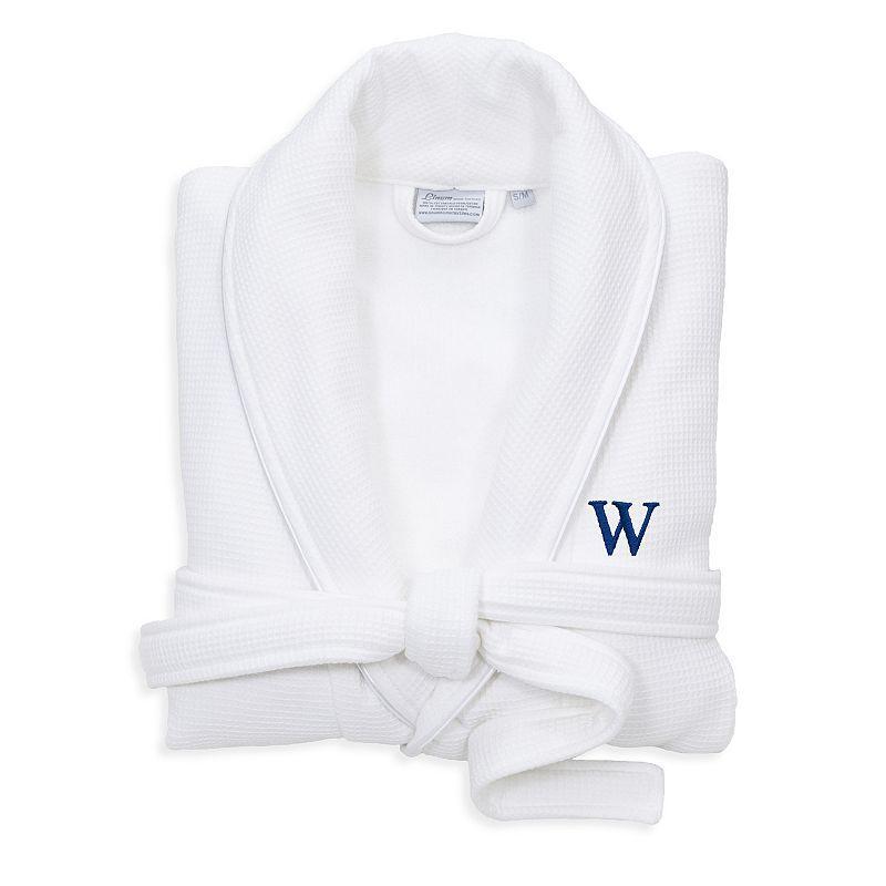 Linum Home Textiles Turkish Cotton Personalized Satin Piped Trim Waffle Terry White Bathrobe, Womens Product Image