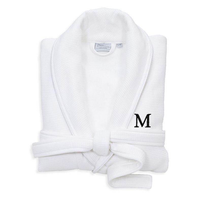 Linum Home Textiles Turkish Cotton Personalized Satin Piped Trim Waffle Terry White Bathrobe, Womens Product Image