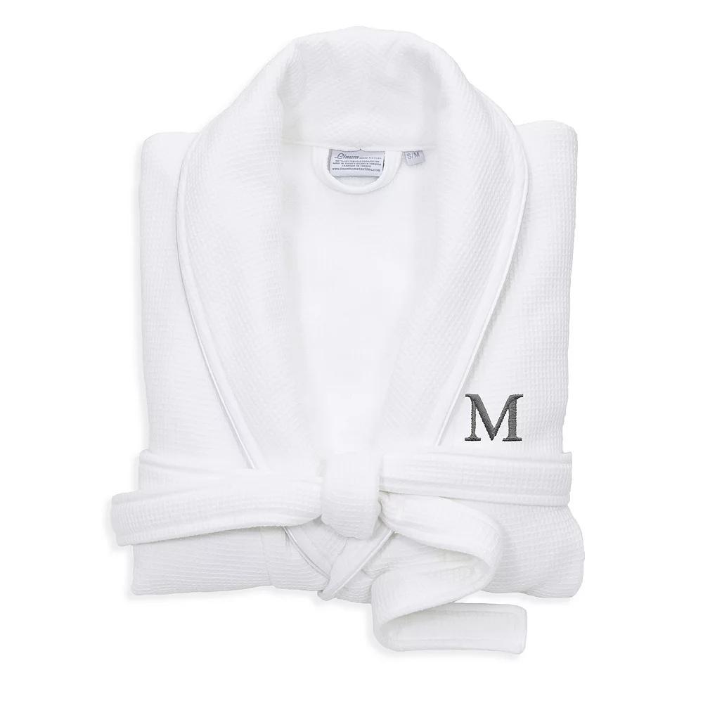 Linum Home Textiles Red Letter Unisex Personalized Turkish Cotton Waffle Terry Satin Piped Trim Bathrobe, Womens Product Image