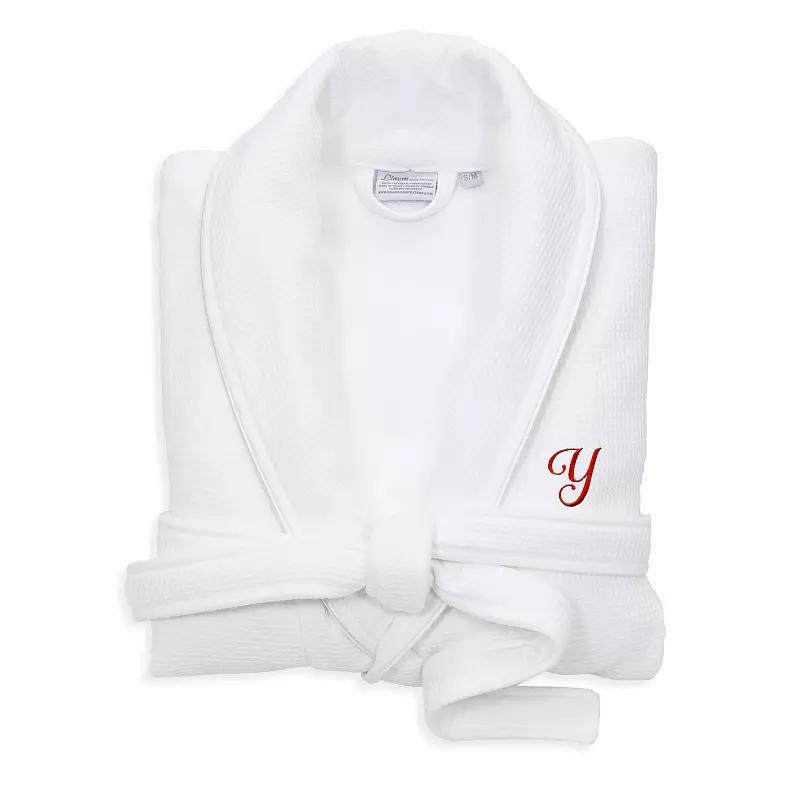 Linum Home Textiles Red Letter Unisex Personalized Turkish Cotton Waffle Terry Satin Piped Trim Bathrobe, Womens Product Image