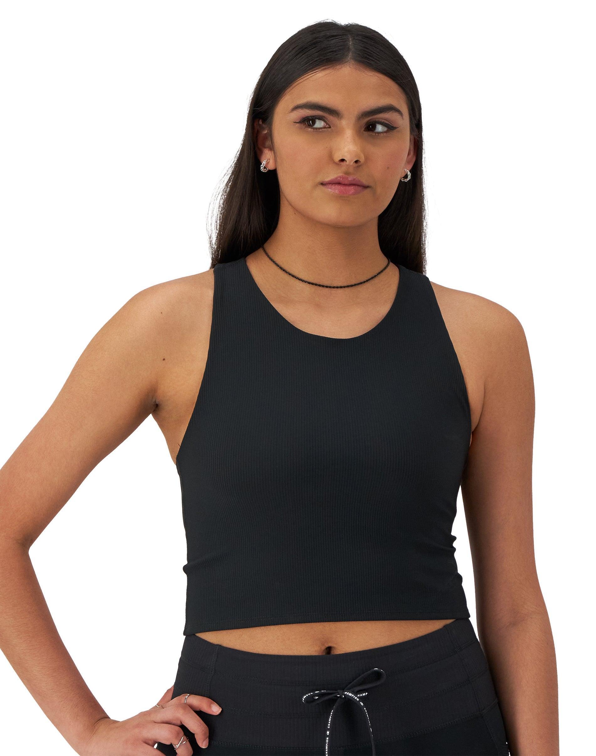 Womens Champion Soft Touch Ribbed Cropped Tank Top, C Logo Classic Sky Blue S Product Image