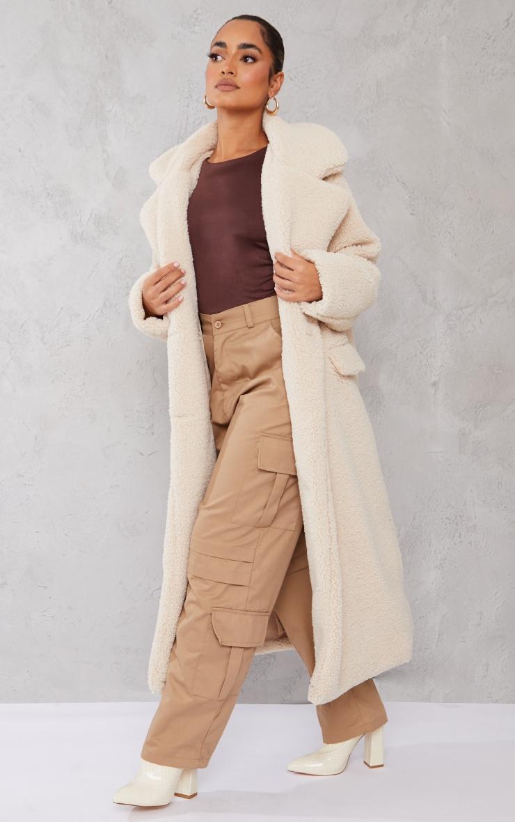 Petite Cream Premium Longline Borg Coat Product Image