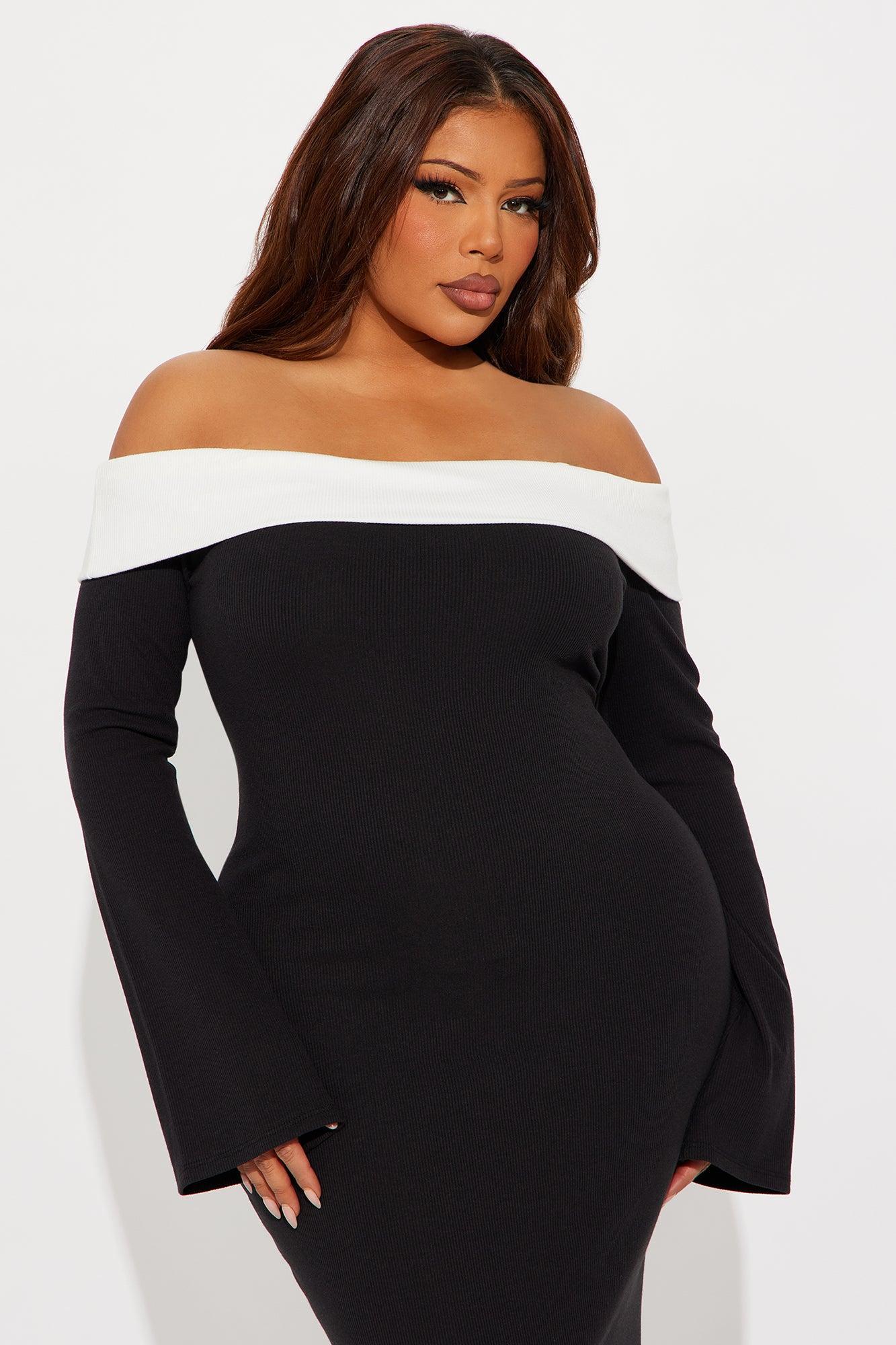 Talea Off Shoulder Maxi Dress - Black/White Product Image