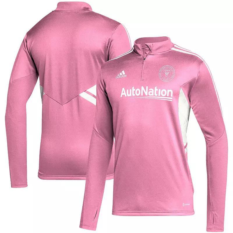 Men's adidas Pink Inter Miami CF Quarter-Zip AEROREADY Training Top, Size: 2XL, Mls Pink Product Image