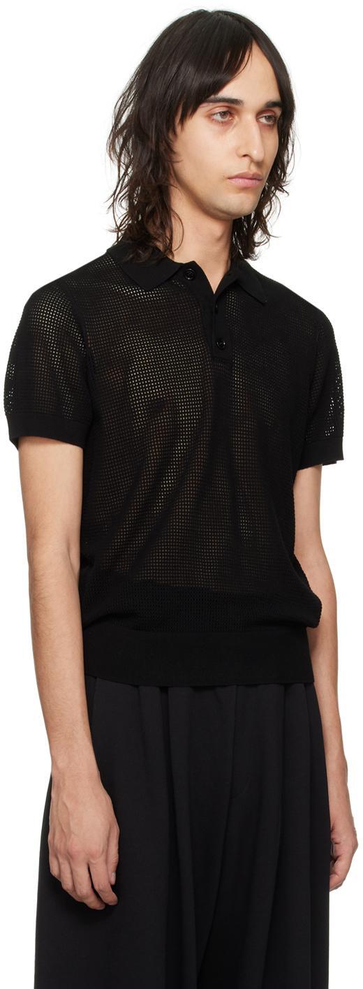 DRIES VAN NOTEN Black Spread Collar Polo In 900 Black Product Image