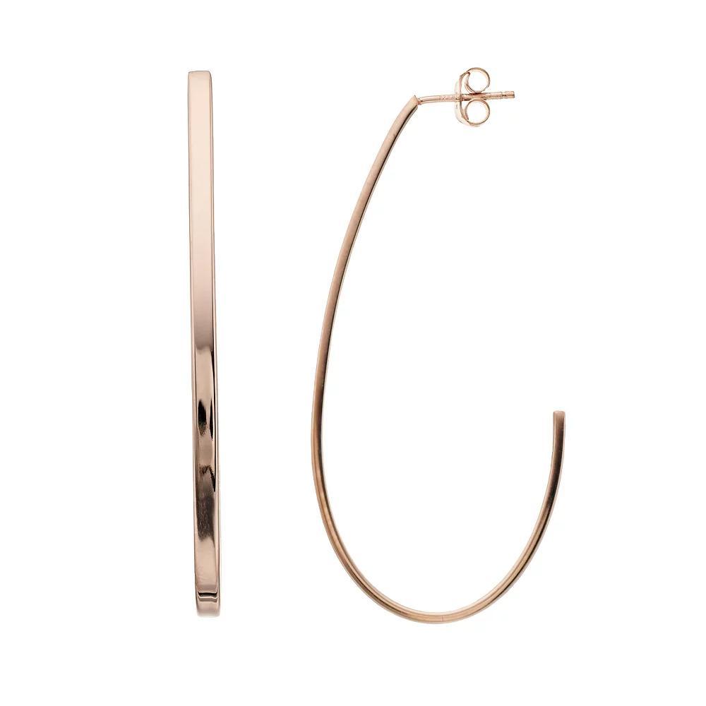 14k Gold Vermeil Polished 60 mm J-Hoop Earrings, Women's, 14k Rose Gold Product Image