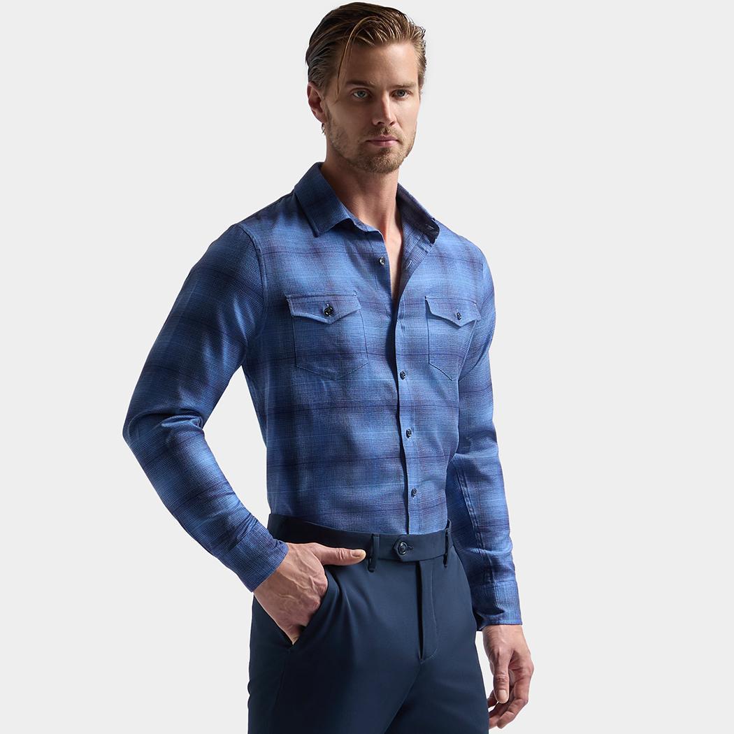 SHADOW PLAID BRUSHED DRESS SHIRT Product Image