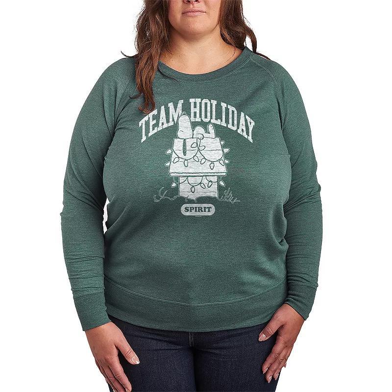 Plus Size Butterfly Flowers French Terry Long Sleeve Tee, Womens Grey Dark Red Product Image