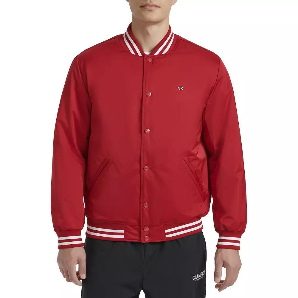 Men's Champion® Classic Varsity Bomber Jacket with Quilted Lining, Size: Large, Black Product Image