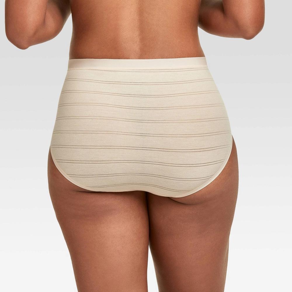 Hanes Premium Women's 4pk Breathable Ribbed Briefs - Black/Beige/White M: High Rise, Tagless, Lightweight Fabric Product Image