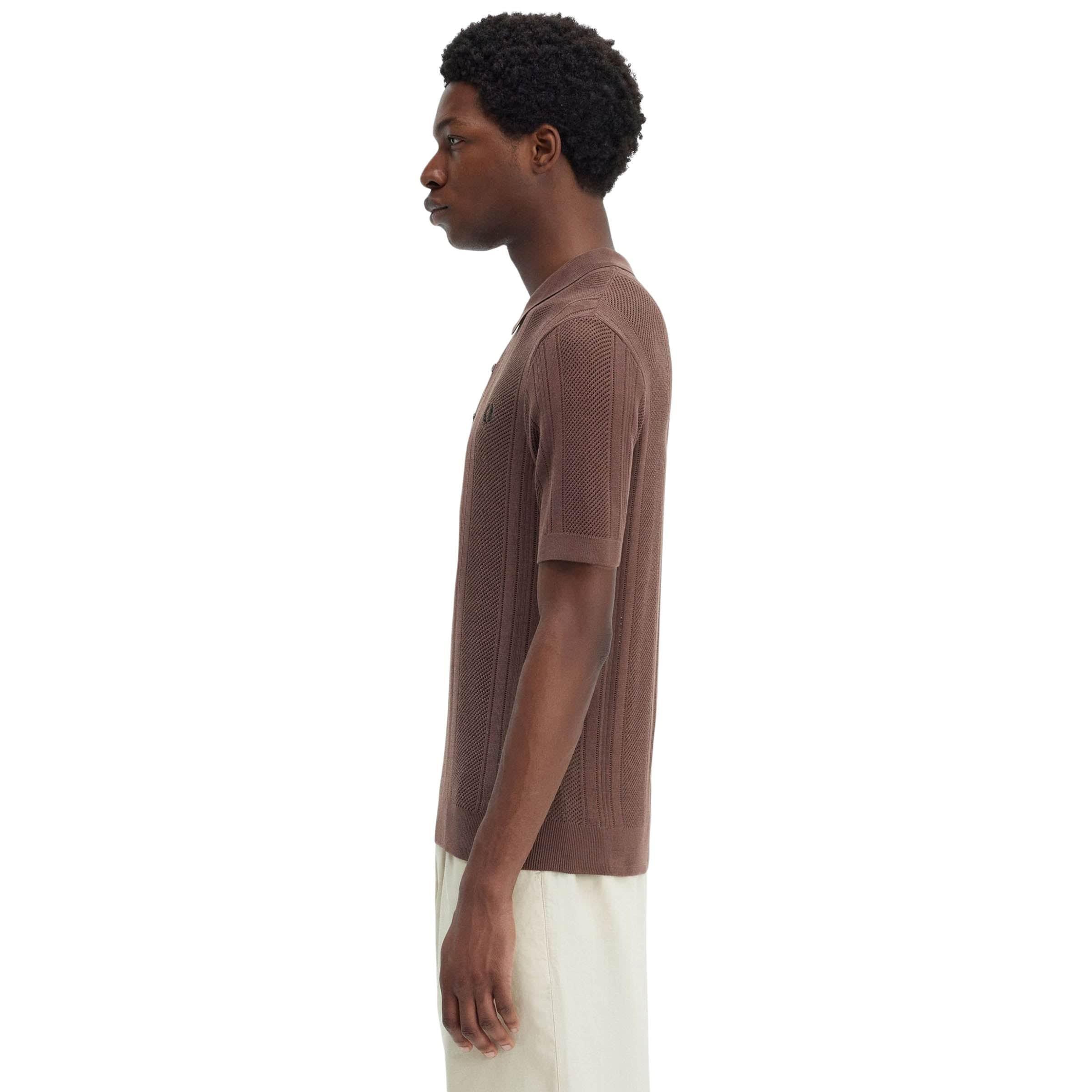 COTTON CROCHET KNIT POLO SHIRT Product Image