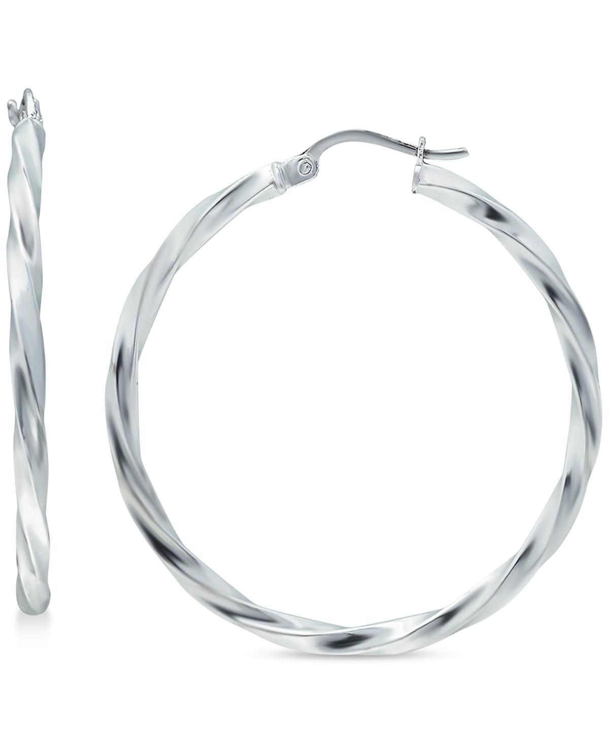 Aleure Precioso Sterling Silver Twist Hoop Earrings, Women's, Size: 20 mm Product Image