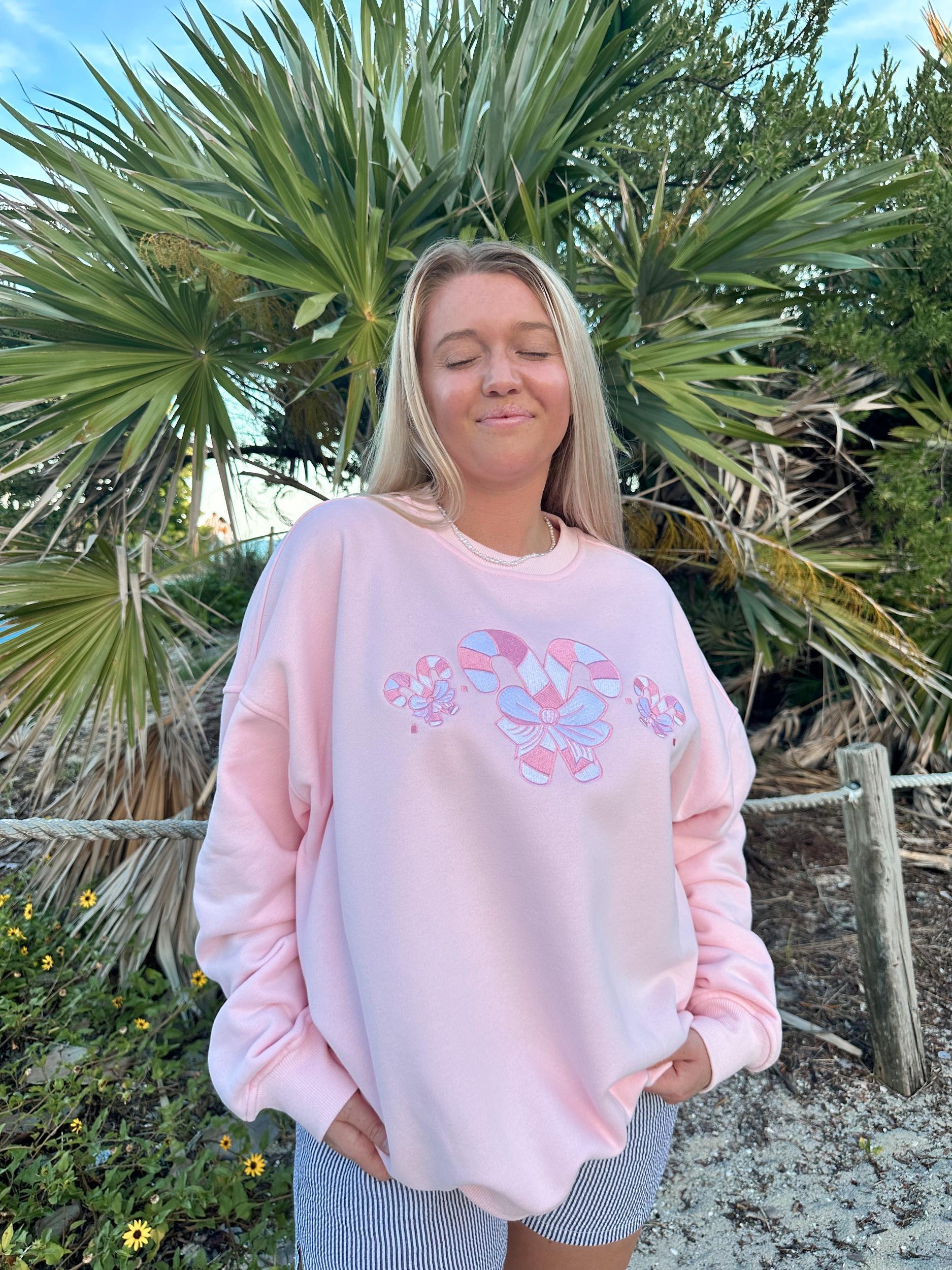 Light Pink Candy Cane Wonderland Sweatshirt Product Image