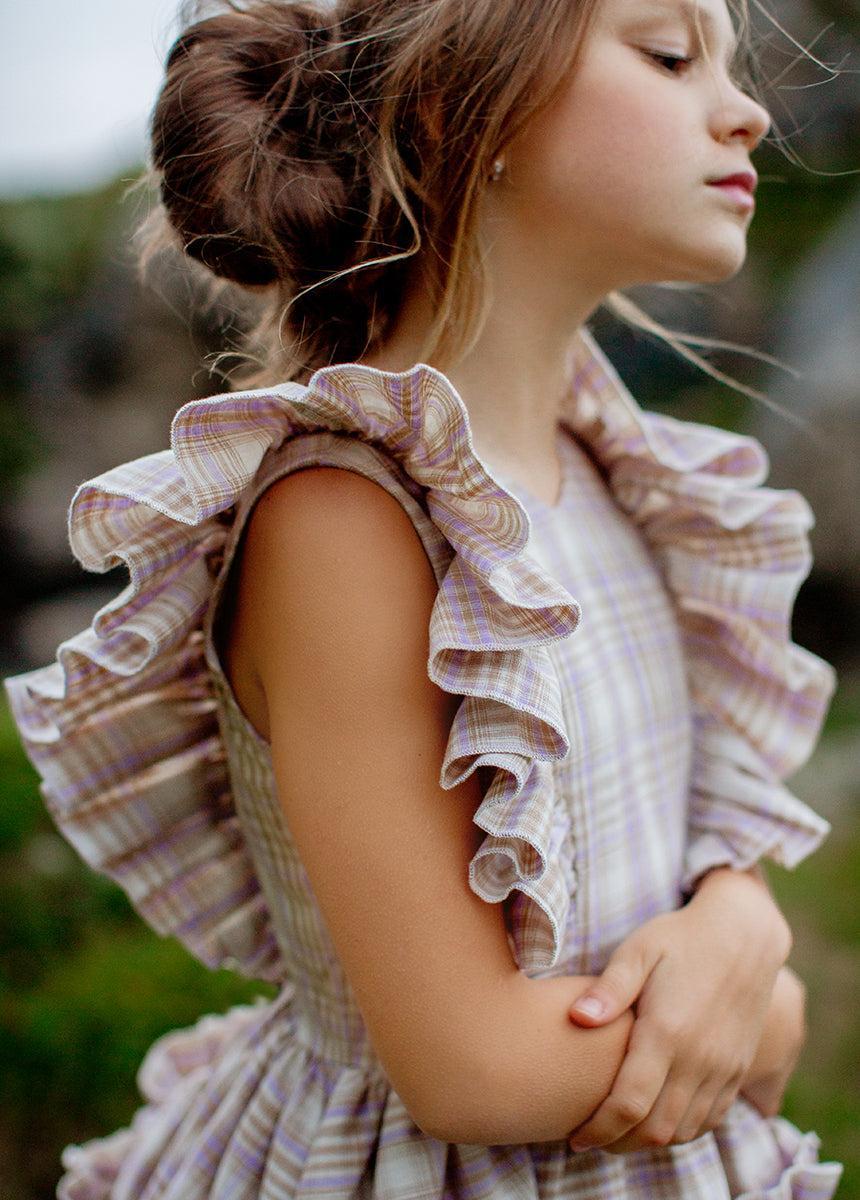 Reign Petticoat Dress in Lavender Plaid Girls Product Image