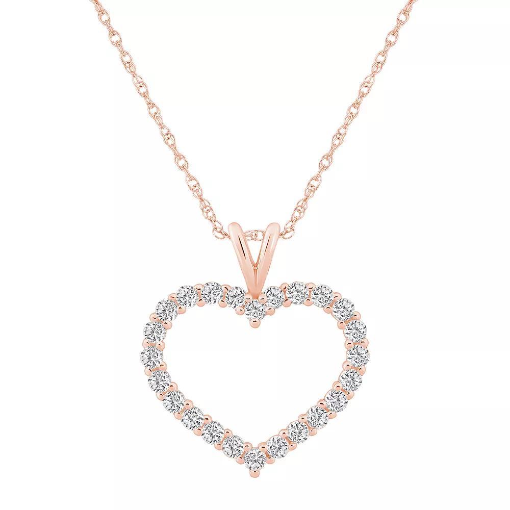 Alyson Layne 14k Gold 3/4 Carat T.W. Diamond Heart Pendant Necklace, Women's, Size: 18", 14k Rose Gold Product Image