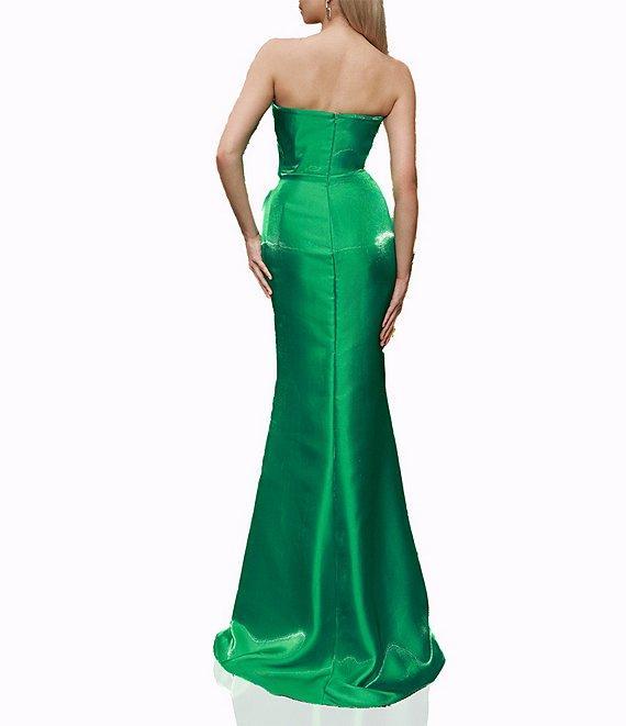 Terani Couture Strapless Pleated Bodice Shimmer Organza Mermaid Gown Product Image