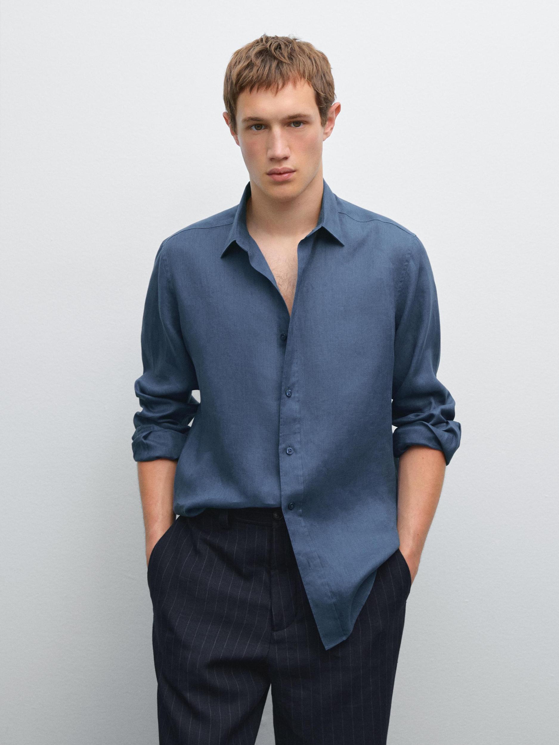 Slim fit shirt 100% linen Product Image