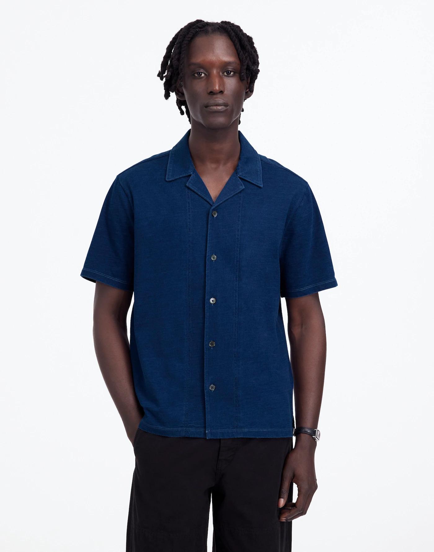 Indigo-Dyed Camp Collar Shirt Product Image