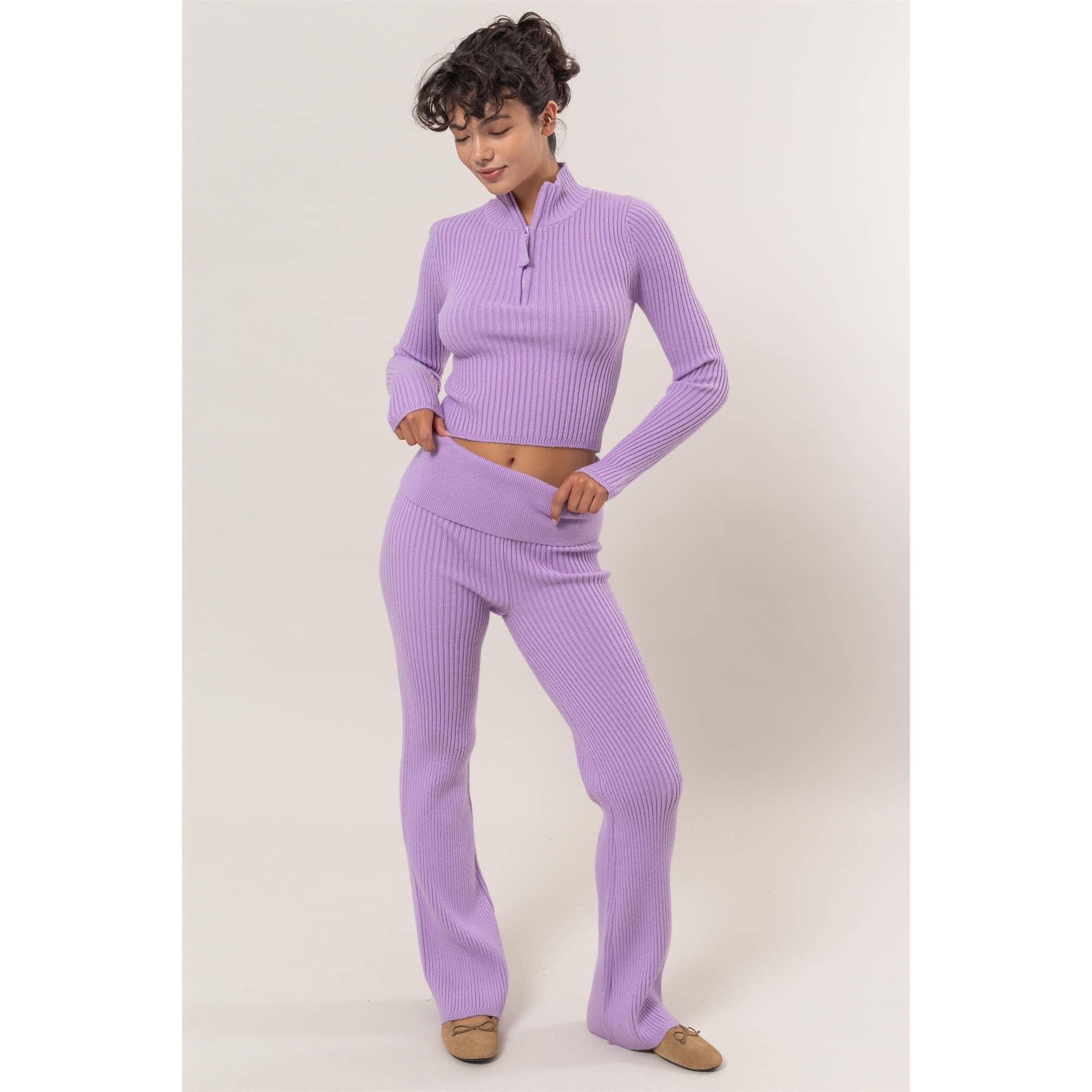Half-Zip Ribbed Knit Top Product Image