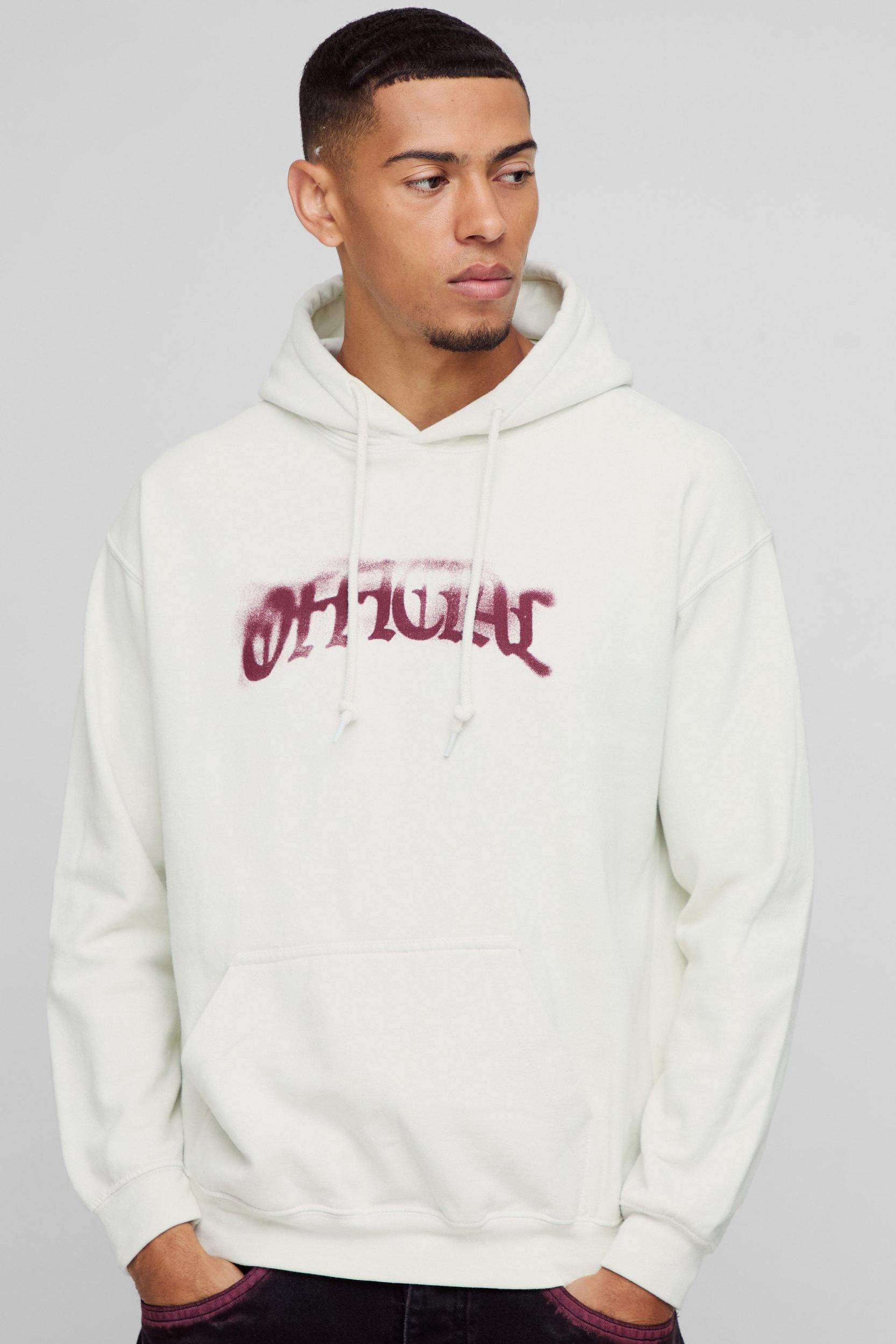 Oversized Official M Renaissance Graphic Washed Hoodie | boohooMAN USA Product Image