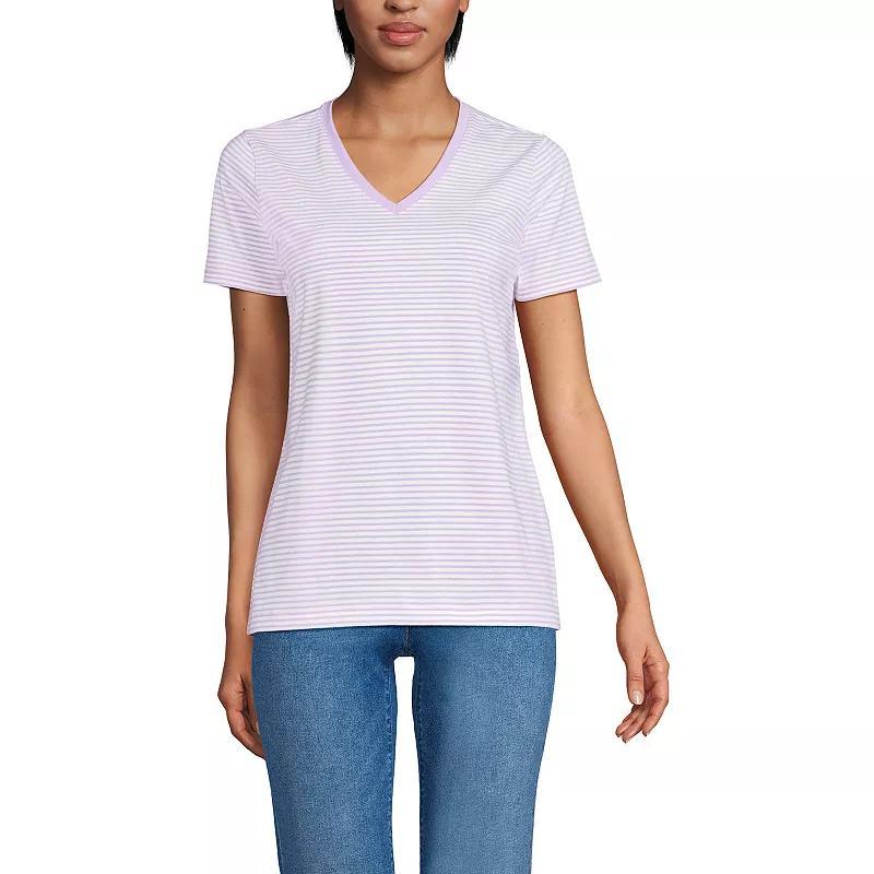 Women's Lands' End Relaxed-Fit Supima Cotton V-Neck Tee, Size: Small Tall, Blue Blossoms Product Image
