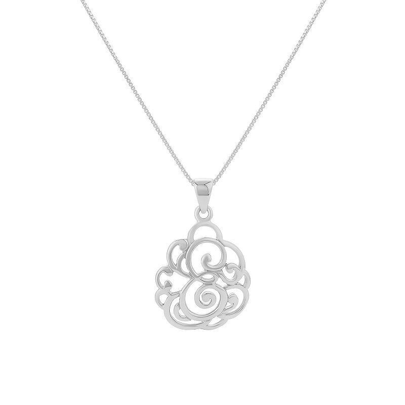 PRIMROSE Sterling Silver Monogram Initial Pendant Necklace, Women's, Size: 18", Silver Tone F Product Image