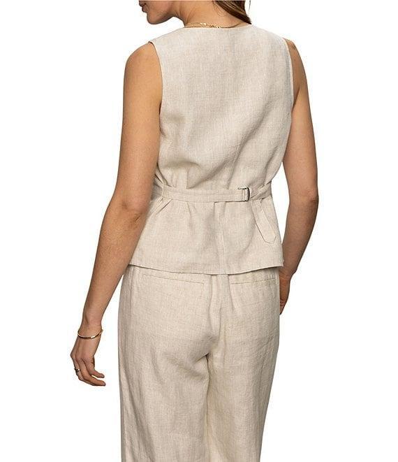 Sanctuary Outsmart Linen Blend Square Neck Sleeveless Button Front Vest Product Image