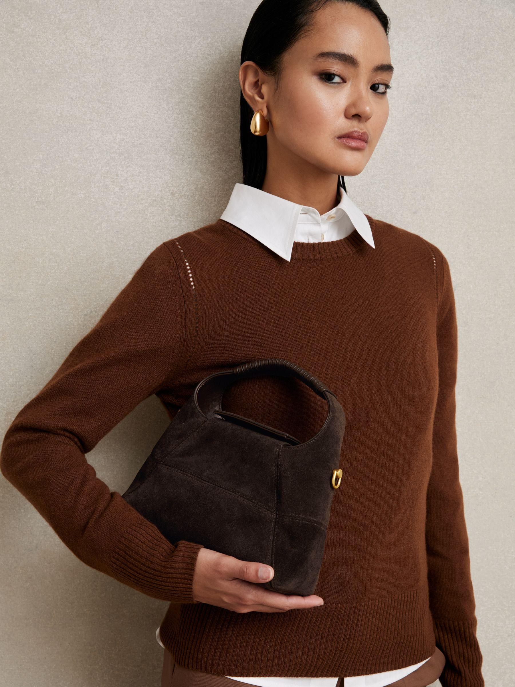 Suede Shoulder Bag in Chocolate Product Image