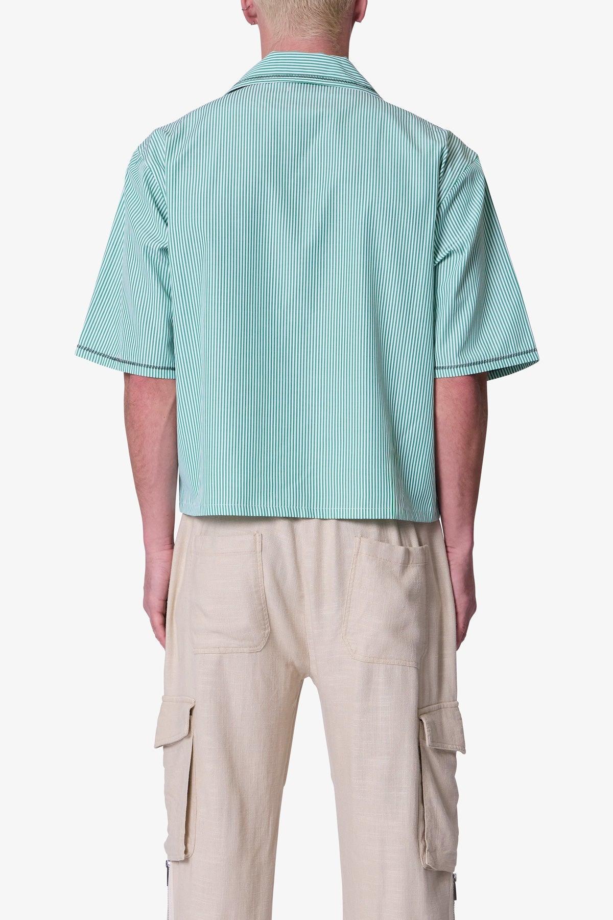Zig Zag Stitch Button Up Shirt - Green Product Image