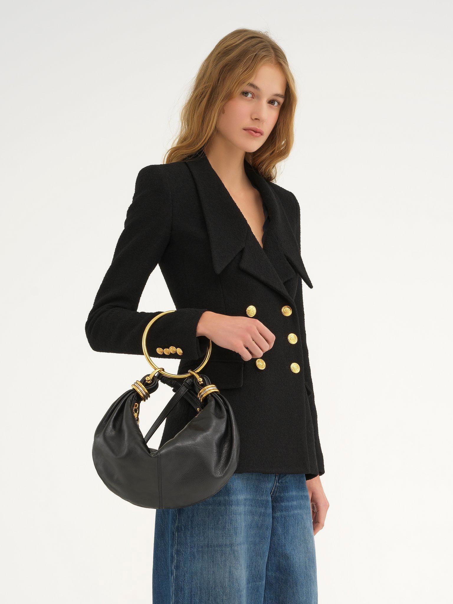 Small Bracelet hobo bag in grained leather Product Image