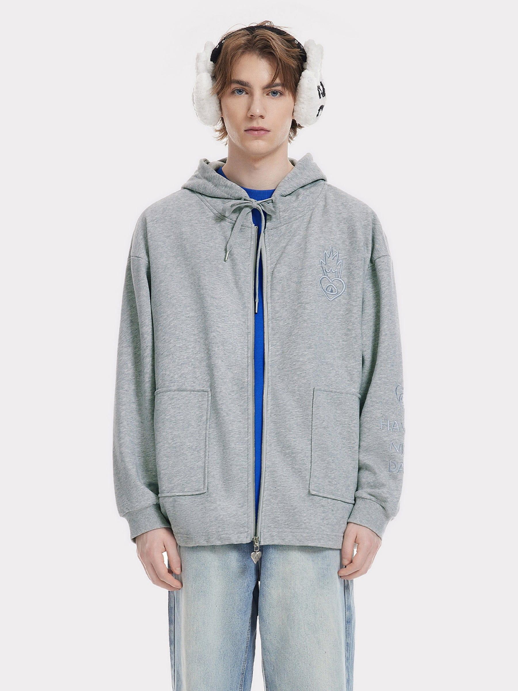 Aelfric Eden Embroidery Rabbit Ears Zip Up Hoodie Product Image