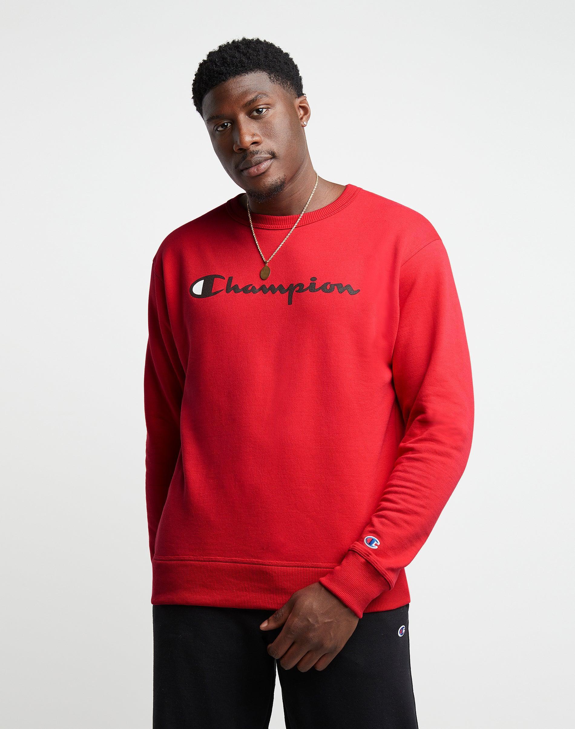 Mens Champion Powerblend Crewneck Sweatshirt, Classic Script Logo Surf The Web M Product Image