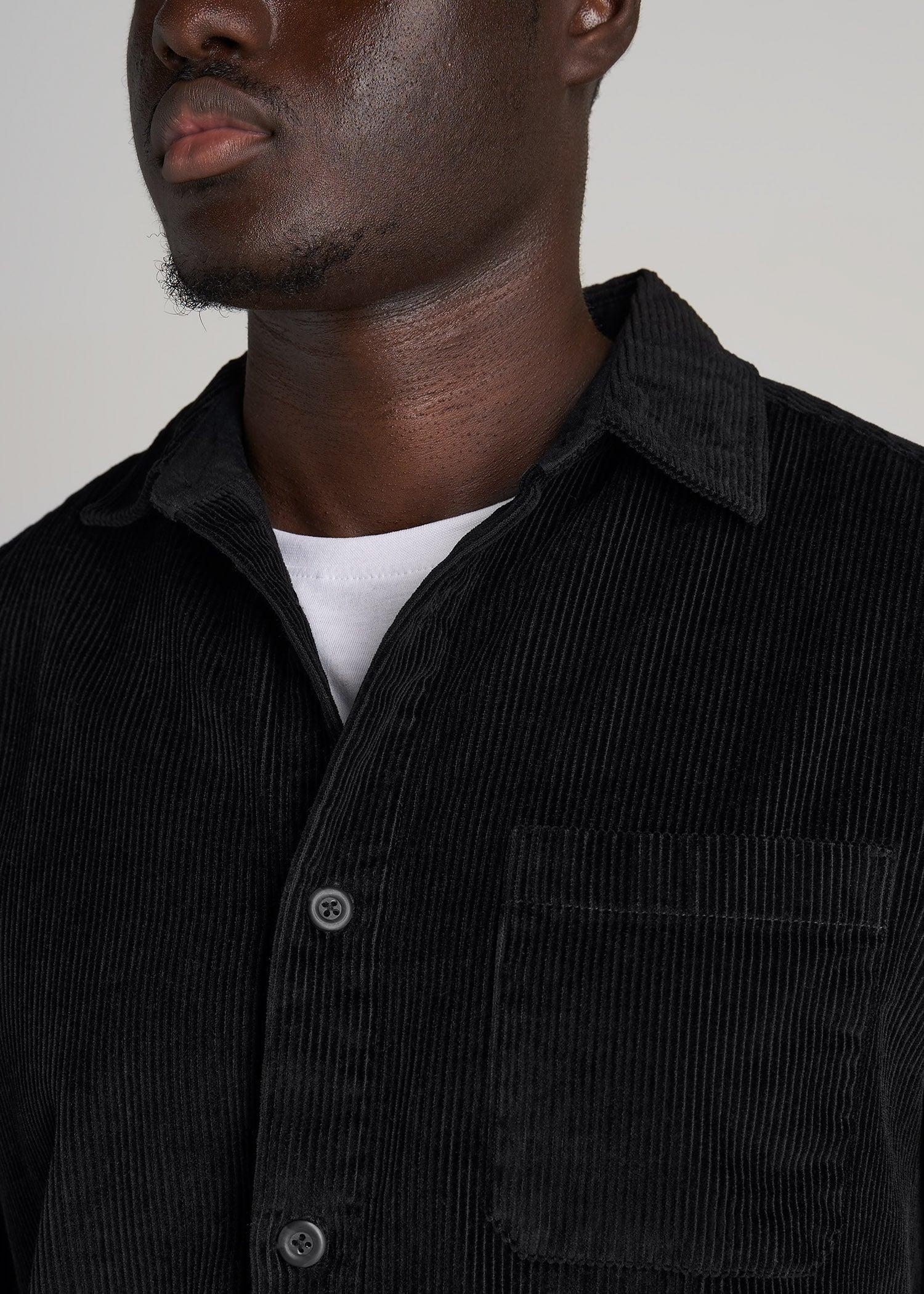 LJ&S Corduroy Overshirt for Tall Men in Black Product Image