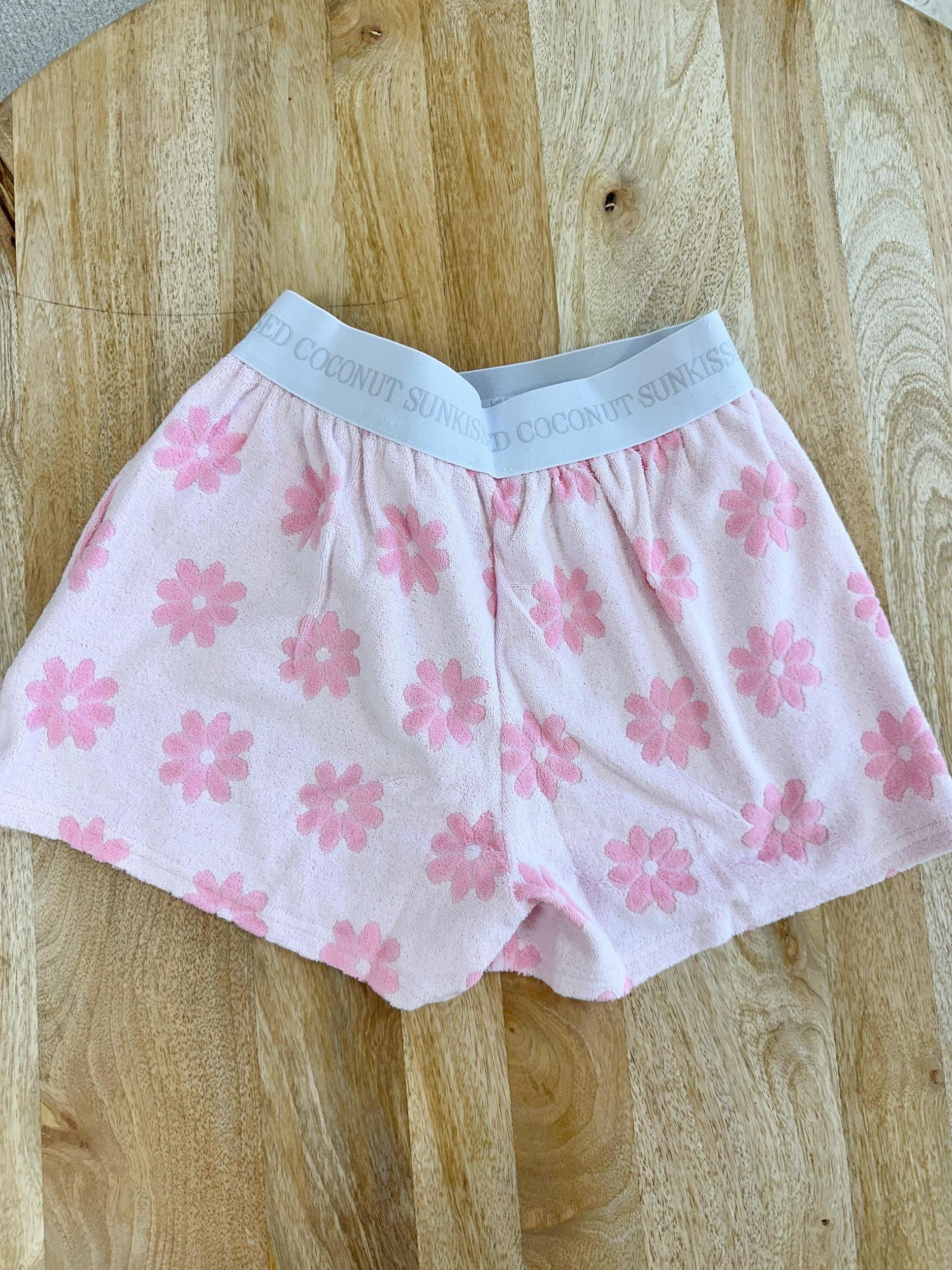 Pink Flower Pajama Shorts Product Image