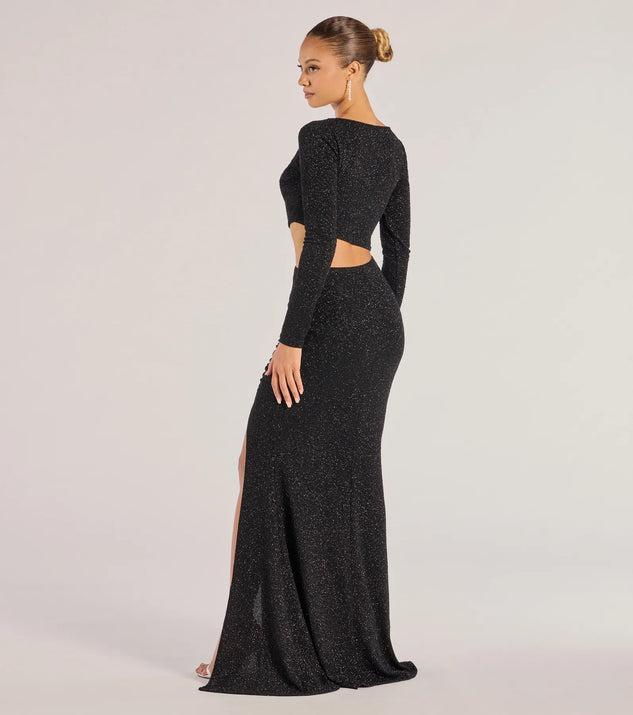 Brynn Long Sleeve Glitter Cutout Mermaid Dress Product Image