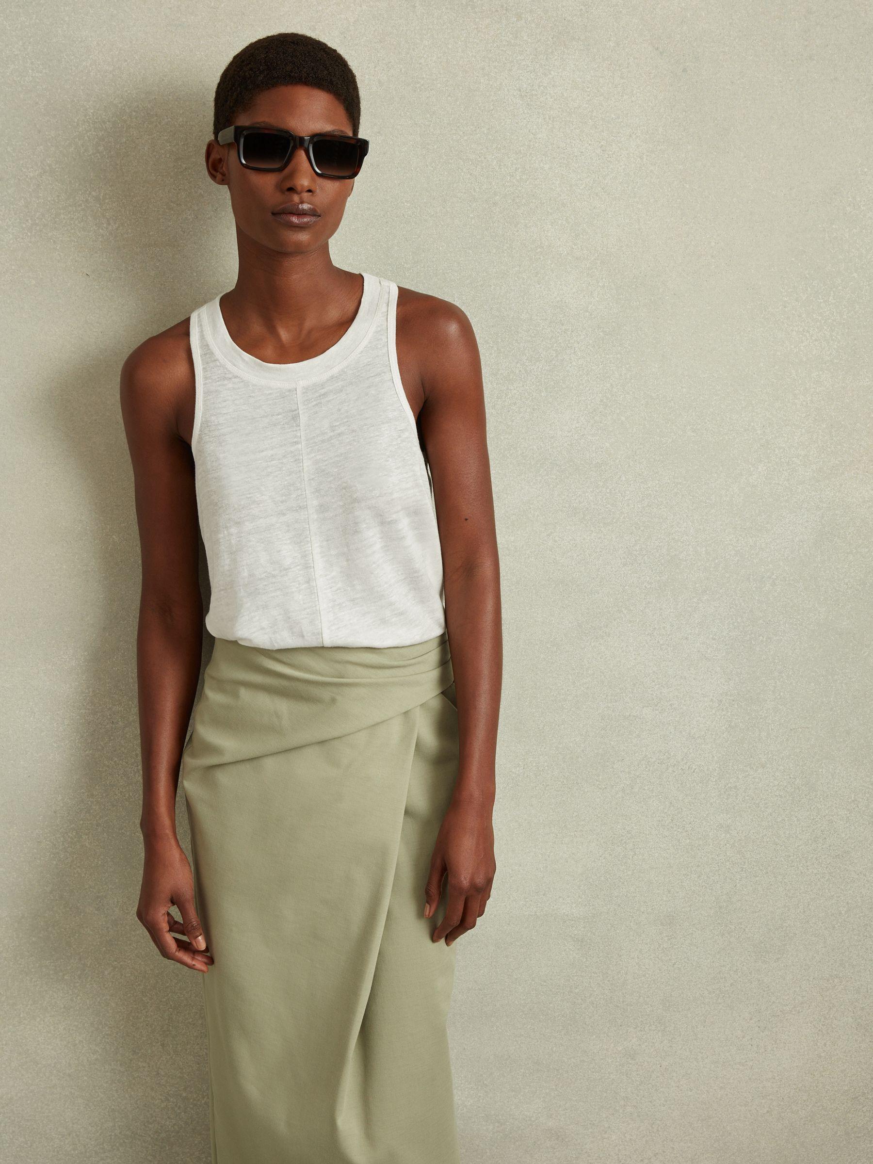 Linen Waterfall Vest in White Product Image