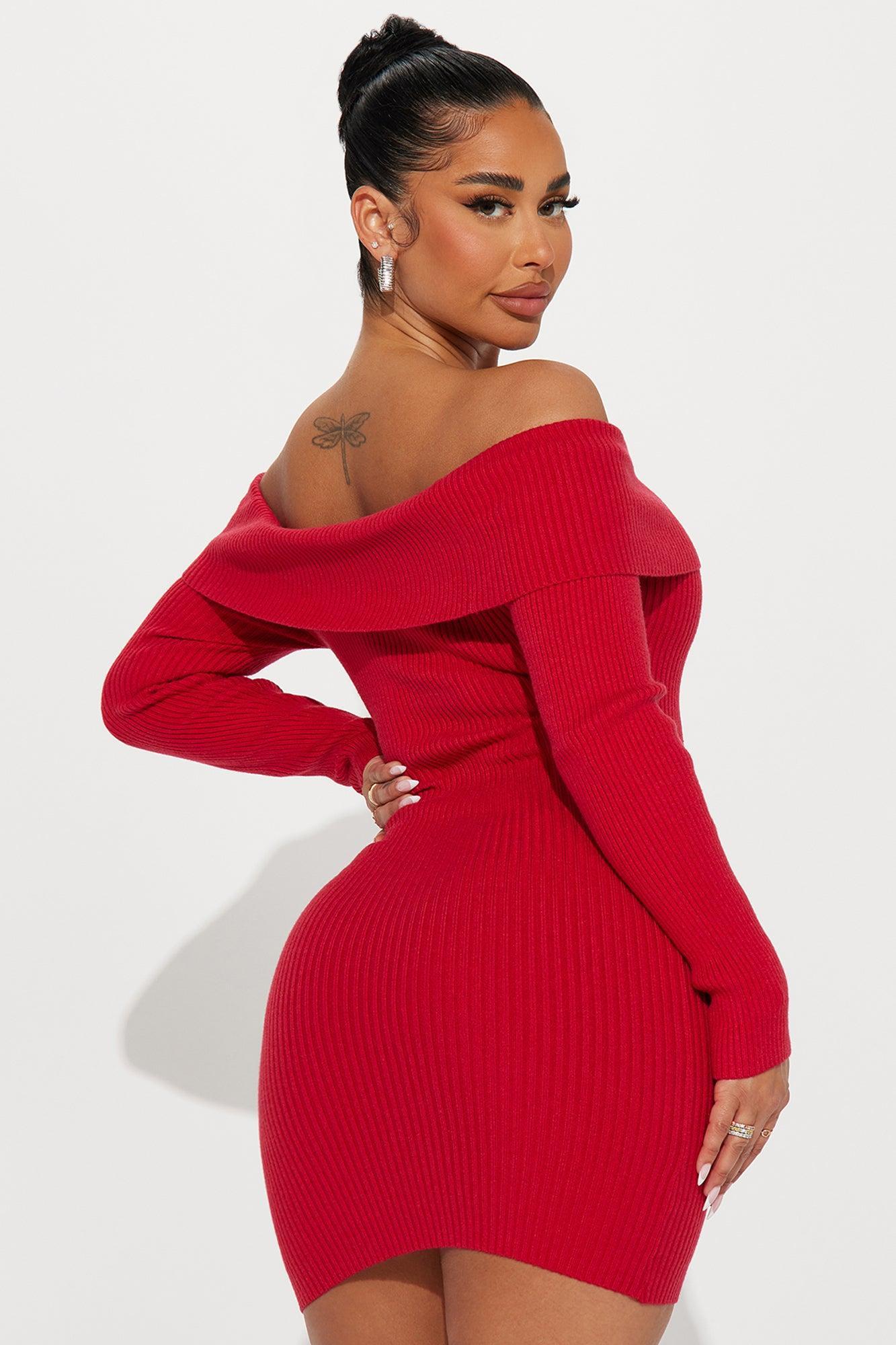 Violet Sweater Mini Dress - Red Product Image