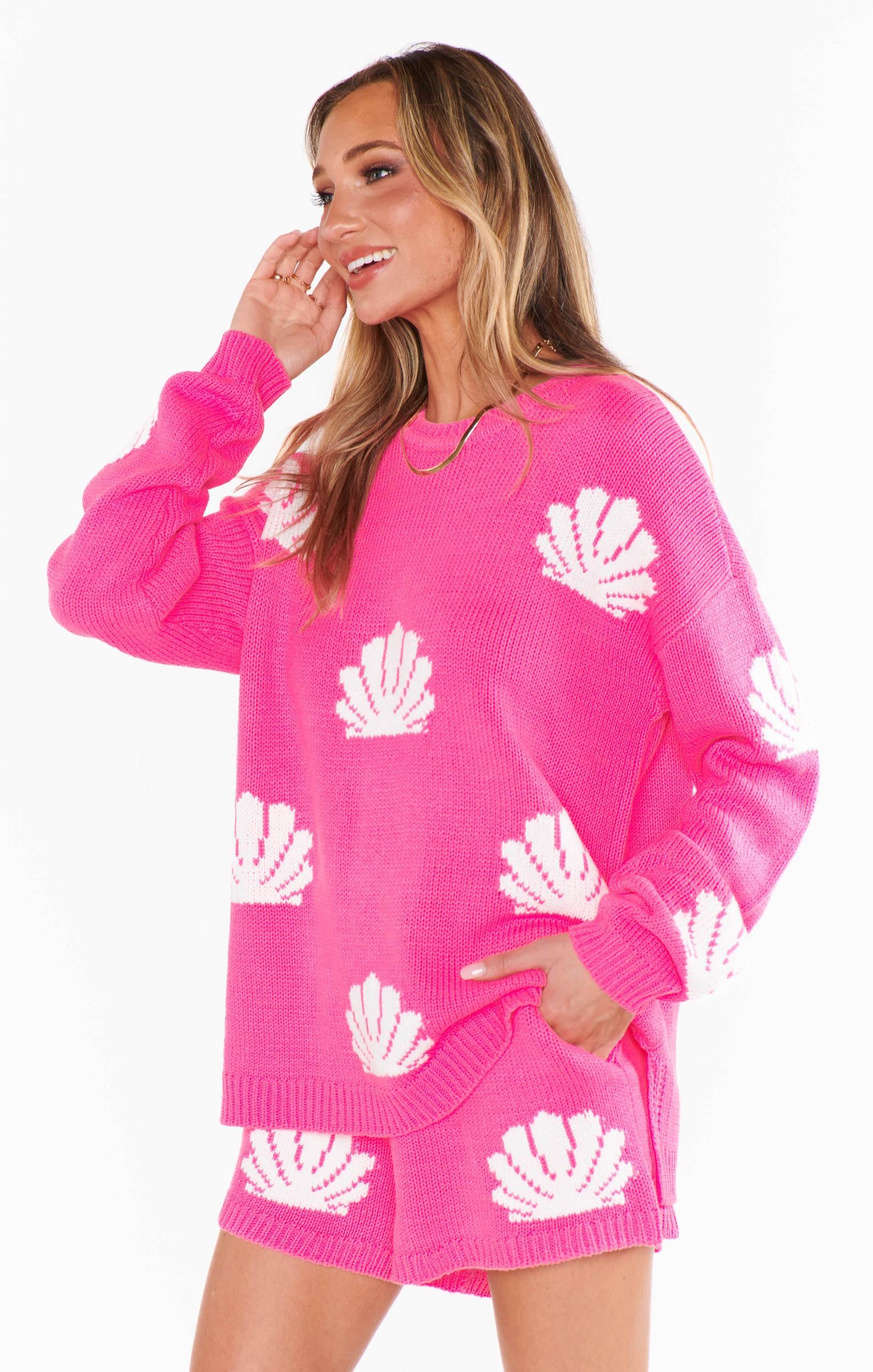 Boardwalk Shorts ~ Hot Pink Shell Knit Product Image